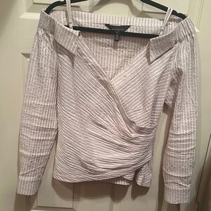 WHBM Striped Off-Shoulder Wrap Top